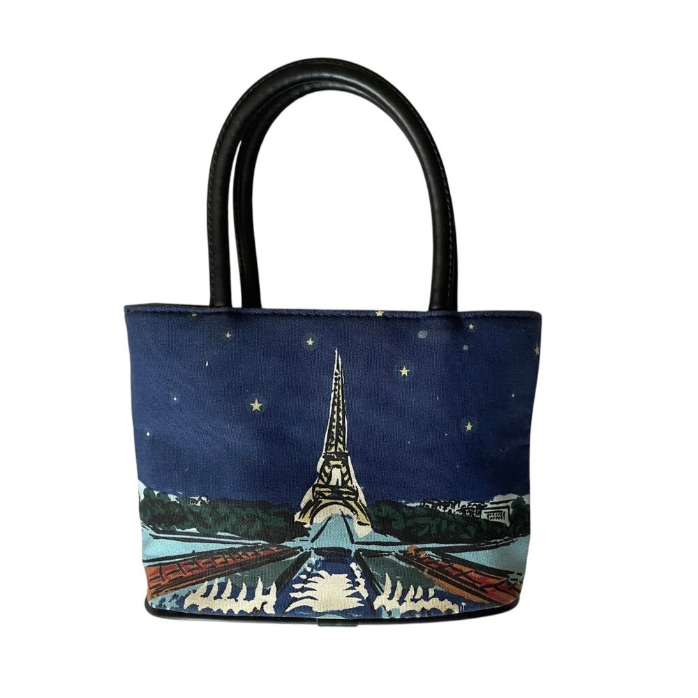 Charming vintage beaded Paris + Eiffel tower Starry Night Art crossbody bag Y2K - Picture 2 of 11